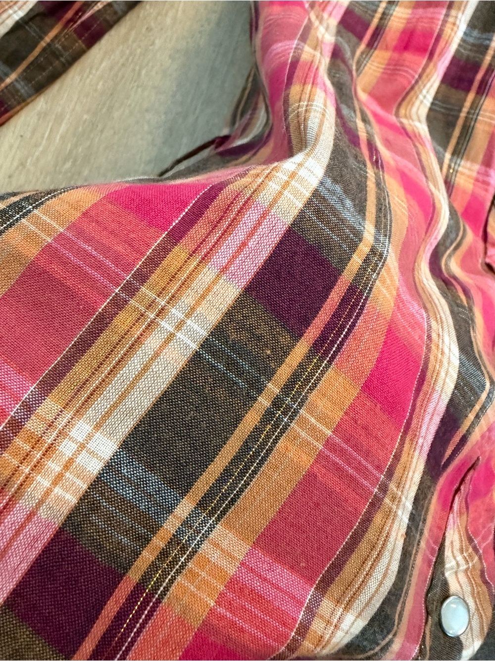 Atmosphere Pink Plaid Button-Down Shirt size small cotton - Picture 14 of 14
